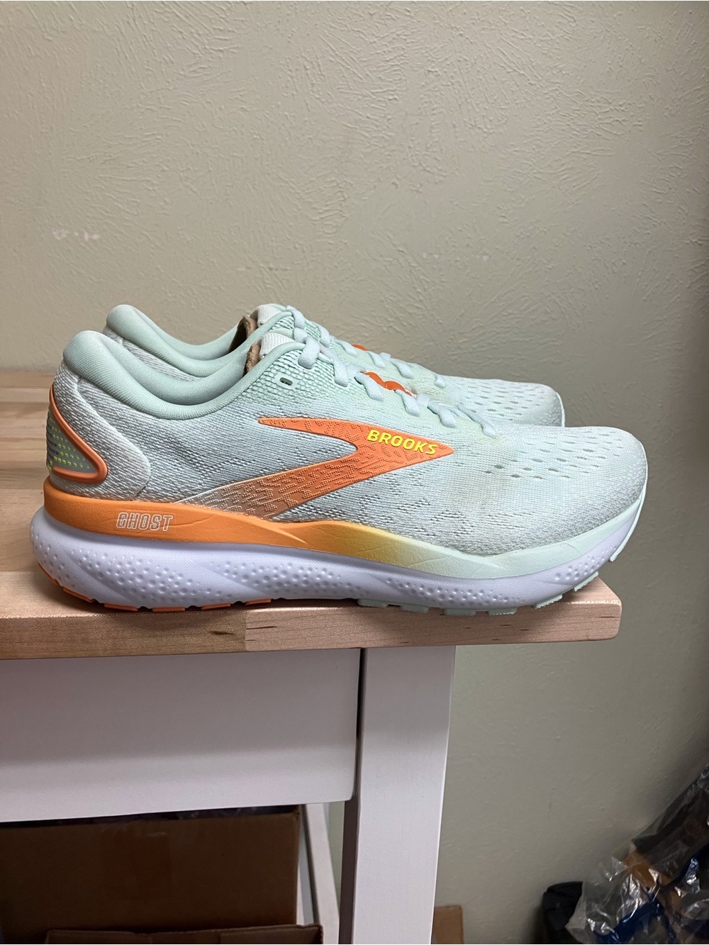 Brooks Women's Running Shoes in Mint with Orange Accents